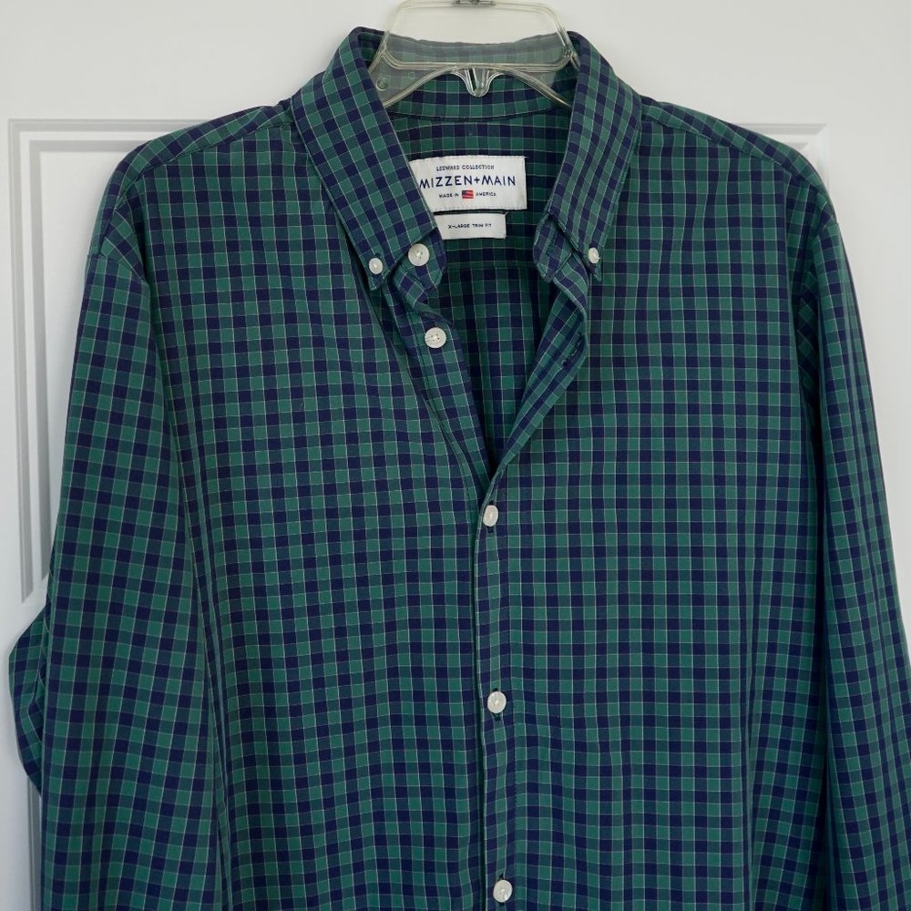 Mizzen+Main Leeward Collection Shirt Men’s XL Trim Fit Plaid Long Sleeve
